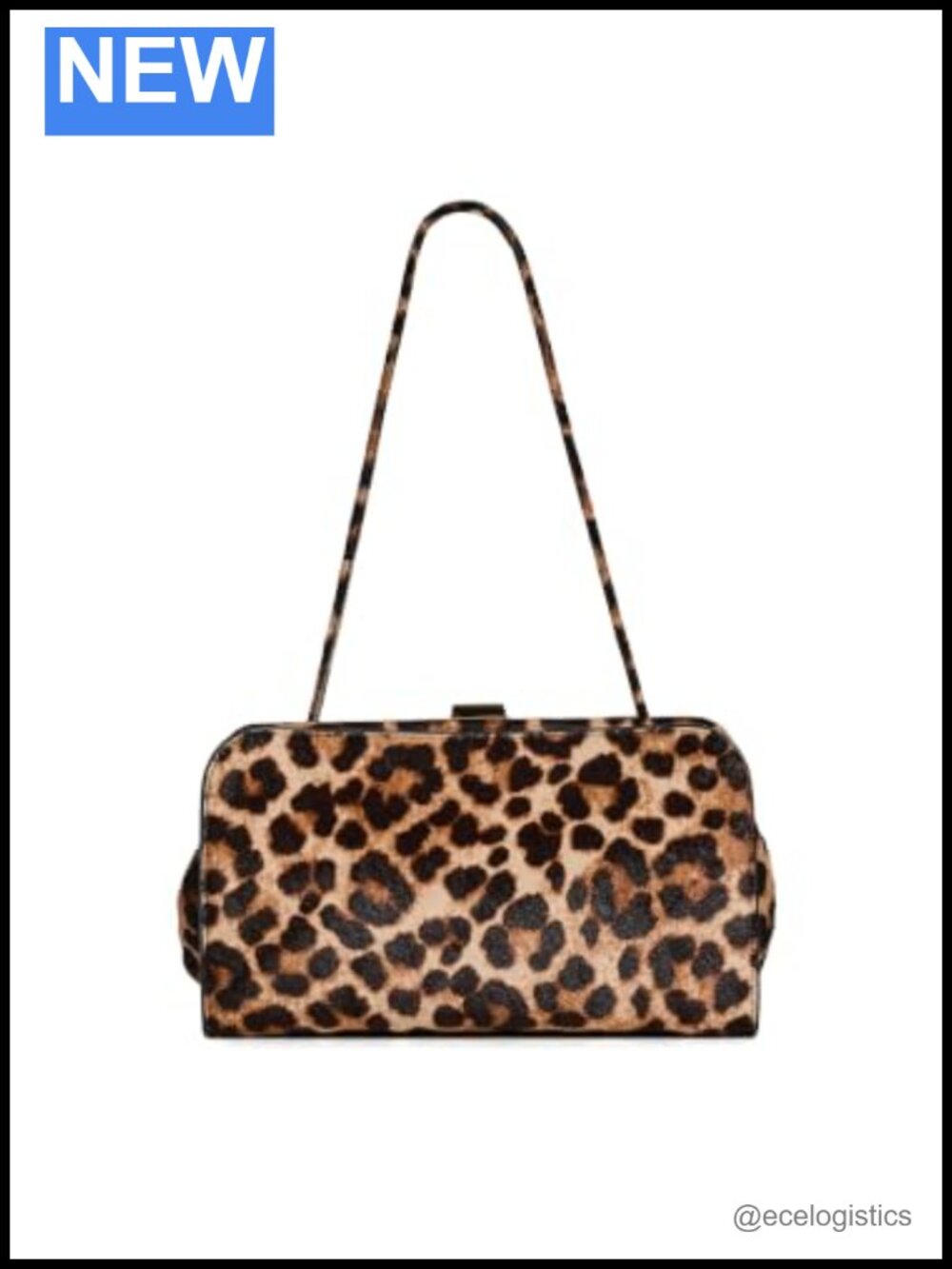 Genuine Leather Fur Clutch with Shoulder Strap Hinged Snap Closure